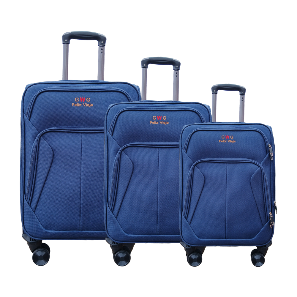 Juego Set Maletas X3 20,24,28 Pulg Bin M023 Azul Oscuro