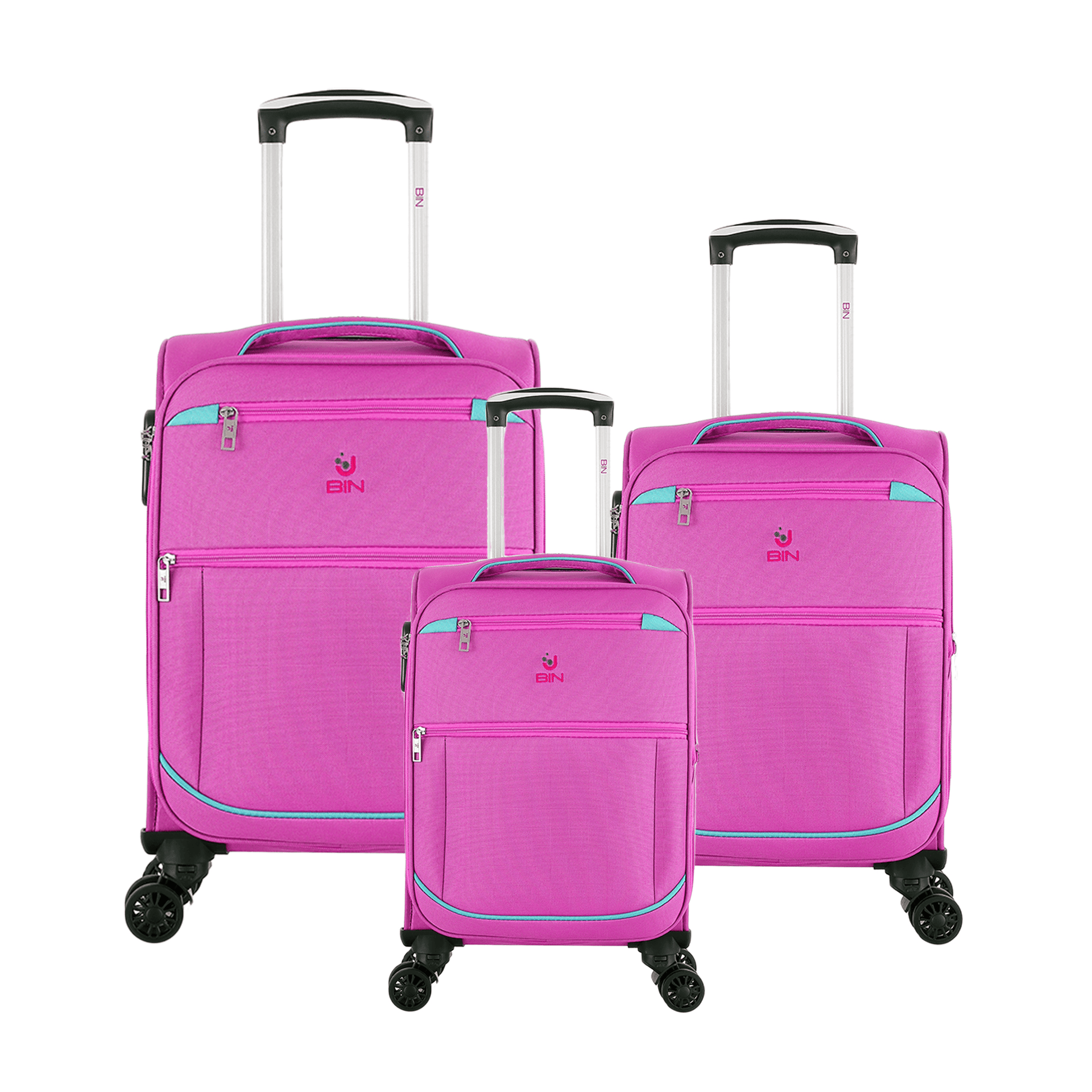 Juego Set Maletas X3 20,24,28 Pulg Bin M015 Rosado